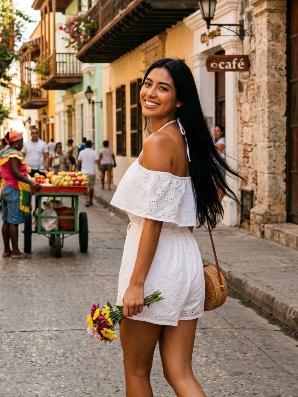 White Eyelet Off-Shoulder Romper